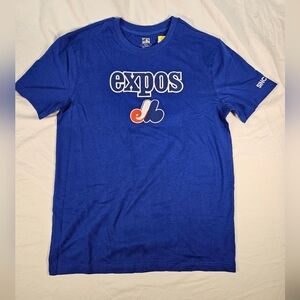 Size Small Cooperstown Expos Baseball Graphic Tee Embroidered Logo in Blue, NWT